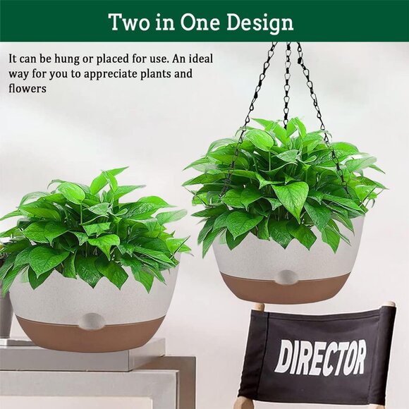 Hanging Planters for Indoor Plants, 2 Pack 10 Inch Self Watering Pots with Macra - Picture 7 of 7